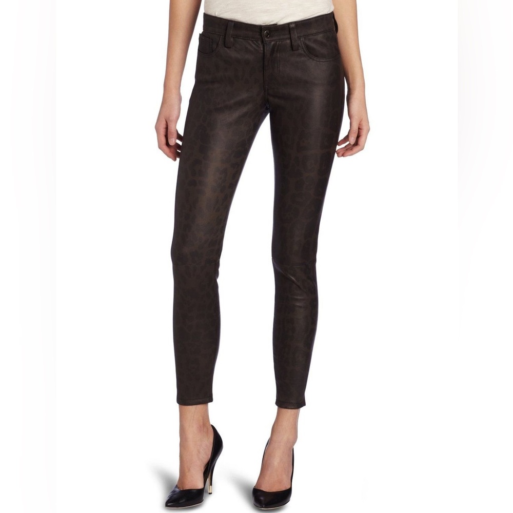 Joe's Jeans Super Chic Leather Wild Leopard Print Skinny Ankle Pants